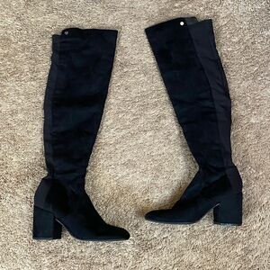 Marc Fisher Black Faux Suede OTK Over The Knee High Boots